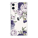 LaCoqueFrançaise Coque iPhone 12 mini anti-choc souple angles renforcés transparente Motif Pivoines Violettes