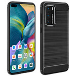 Avizar Coque Huawei P40 Souple Finition Carbone Effet Métal Brossé Noir