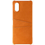 Avizar Coque pour Sony Xperia 5 V Porte-Cartes Rigide revêtement Simili Cuir  Orange