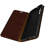 Avizar Étui Galaxy S21 FE Folio Cuir Véritable Porte cartes Support Vidéo - marron