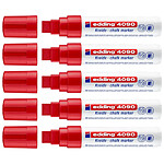 EDDING Marqueur Craie Liquide 4090 Verre Fenêtre Ardoise Rouge Pointe Biseautée 4-15 mm x 5