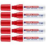 EDDING Marqueur Craie Liquide 4090 Verre Fenêtre Ardoise Rouge Pointe Biseautée 4-15 mm x 5