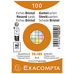 EXACOMPTA Paquet de 100 fiches Bristol quadrillé 5x5 non perforé 74x105mm - Couleurs assorties x 40