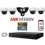 HIKVISION Kit Vidéo Surveillance PRO IP : 4x Caméras POE Dômes IR 30M 4 MP + Enregistreur NVR 4 canaux H265+ 2000 Go