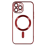 Avizar Coque MagSafe pour iPhone 13 Pro Max Silicone Protection Caméra  Contour Chromé Rouge