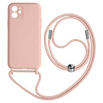 Avizar Coque Cordon pour iPhone 11 Semi-rigide Lanière Tour du Cou 80cm Rose