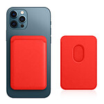 Avizar Porte Carte Magsafe iPhone 12 et 13 Revêtement en Cuir Fixation Magnétique Rouge