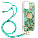 Avizar Coque pour iPhone 13 Mini Motif géométrique avec Cordon Amovible Bleu turquoise