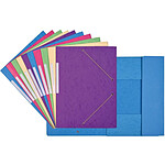 COUTAL Paquet de 10 Chemises Carte Lustée 24 x 32 cm à rabats et élastiques et étiquette Assorties pastel