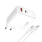 LinQ Chargeur Secteur 2 Ports USB + USB-C Puissance 65W avec Câble USB-C  blanc