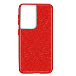 Avizar Coque pour Samsung S21 Ultra Paillette Amovible Silicone Semi-rigide rouge