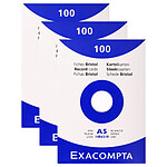 EXACOMPTA Étui de 100 fiches bristol blanc uni non perforé 148x210mm Blanc x 3