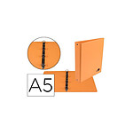LIDERPAPEL Classeur 4 anneaux ronds 25mm a5 carton rembordé pvc coloris orange
