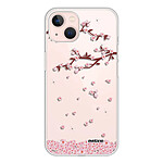 Evetane Coque iPhone 13 silicone transparente Motif Chute De Fleurs ultra resistant