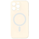 Avizar Coque Magsafe pour iPhone 15 Pro Max Silicone Souple Soft touch  Blanc cassé