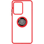 Avizar Coque pour Xiaomi Redmi Note 12 Pro 5G Bi-matière Bague Métallique Support Vidéo  Rouge