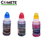 COMETE - 104 - 3 Recharges 104 Compatibles pour imprimantes Epson Ecotank - Couleur - Marque française