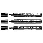 EDDING Marqueur Permanent 2200C Corps Alu Noir Pointe Biseau 1-5 mm x 3