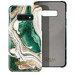 iDeal of Sweden Coque pour Samsung S10e Marbré Luxe Ultra fine Golden Jade Marble Vert Foncé