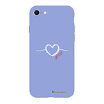 LaCoqueFrançaise Coque iPhone 7/8/ iPhone SE 2020 Silicone Liquide Douce lilas Coeur Blanc Amour