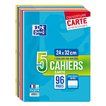 OXFORD Lot de 5 Cahiers Piqué 24 x 32 cm Grands Carreaux Seyès 96 pages 90g