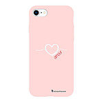 LaCoqueFrançaise Coque iPhone 7/8/ iPhone SE 2020 Silicone Liquide Douce rose pâle Coeur Blanc Amour