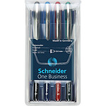 Schneider Pochette de 4 stylos roller à encre One Business pointe moyenne 0,6mm, couleurs assorties