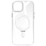 Avizar Coque MagSafe pour iPhone 15 Plus Silicone Gel Anneau Fonction Support  Dos Givré Contour Blanc