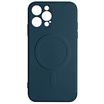Avizar Coque Magsafe iPhone 12 Pro Silicone Souple Intérieur Soft-touch Mag Cover bleu nuit
