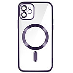 Avizar Coque MagSafe pour iPhone 12 Silicone Protection Caméra  Contour Chromé Violet