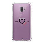 LaCoqueFrançaise Coque Samsung Galaxy S9 Plus anti-choc souple angles renforcés transparente Motif Coeur Noir Amour