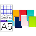 LIDERPAPEL Cahier spirale smart couverture cartonnee a5 80f 60g/m2 5x5mm 6 trous coil-lock coloris assortis x 10