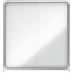 NOBO vitrine d'intérieur fond magnétique 12xA4 porte coulissante 97x93cm Blanc