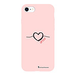 LaCoqueFrançaise Coque iPhone 7/8/ iPhone SE 2020 Silicone Liquide Douce rose pâle Coeur Noir Amour
