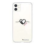 LaCoqueFrançaise Coque iPhone 11 360 intégrale transparente Motif Coeur Noir Amour Tendance