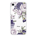 LaCoqueFrançaise Coque iPhone Xr silicone transparente Motif Pivoines Violettes ultra resistant