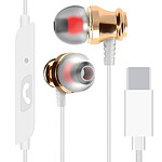 Écouteurs Filaires USB C Intra-auriculaires Microphone et Bouton LinQ Blanc