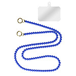Avizar Bijoux Téléphone Perles 120cm avec Double Attache et Accroche Universelle Bleues