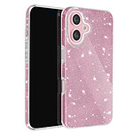 Avizar Coque Paillette pour iPhone 16 Hybride Design Glamour Rose Poudré