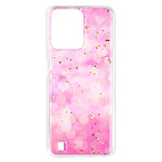 Avizar Coque pour Realme C31 Silicone Semi-rigide Design Cœurs avec Paillettes  Rose