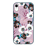 LaCoqueFrançaise Coque iPhone Xr Silicone Liquide Douce bleu nuit Fleurs parme