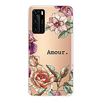 LaCoqueFrançaise Coque Huawei P40 silicone transparente Motif Amour en fleurs ultra resistant