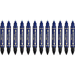 PENTEL Marqueur permanent Pen, double pointe, bleu x 12