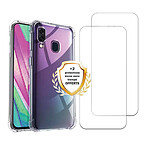 Evetane Coque Samsung Galaxy A40 Antichoc coins renforces Silicone + 2 Vitres en verre trempe Protection ecran