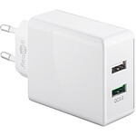Goobay-Double chargeur rapide USB QC3.0 28W Blanc