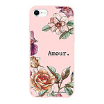 LaCoqueFrançaise Coque iPhone 7/8/ iPhone SE 2020 Silicone Liquide Douce rose pâle Amour en fleurs