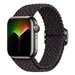 Avizar Bracelet pour Apple Watch 41mm et 40mm et 38 mm Nylon Tressé Ajustable par Boucle Métallique  noir à motif multicolore