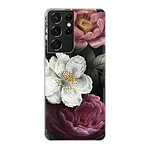 LaCoqueFrançaise Coque Samsung Galaxy S21 Ultra 5G silicone transparente Motif Fleurs roses ultra resistant