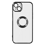 Avizar Coque iPhone 14 Plus Silicone Souple Bloc Caméra Couvert Transparent Contour noir Chromé