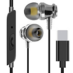 Écouteurs Filaires USB C Intra-auriculaires Microphone et Bouton LinQ Argent